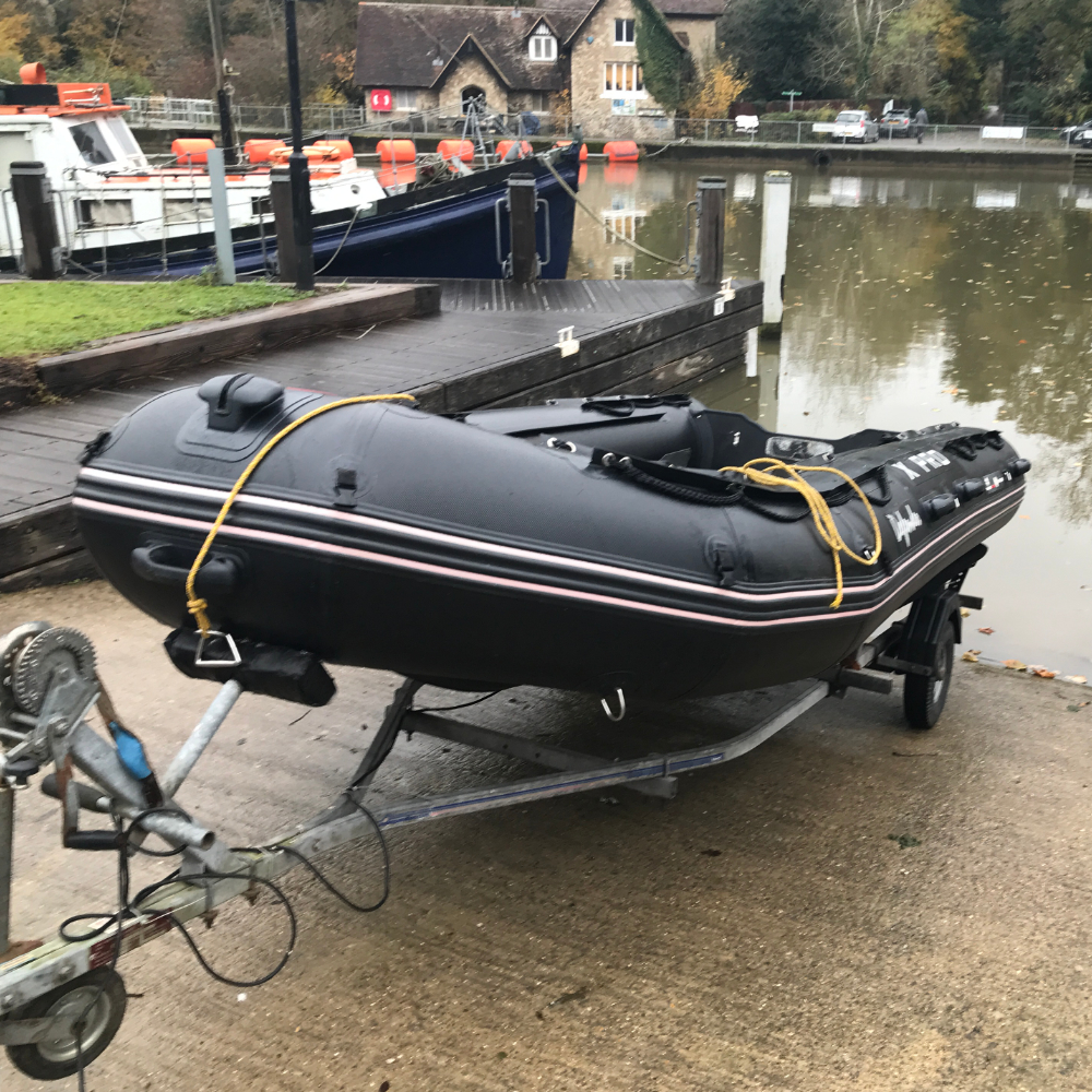 RIB boat in transit for standby.